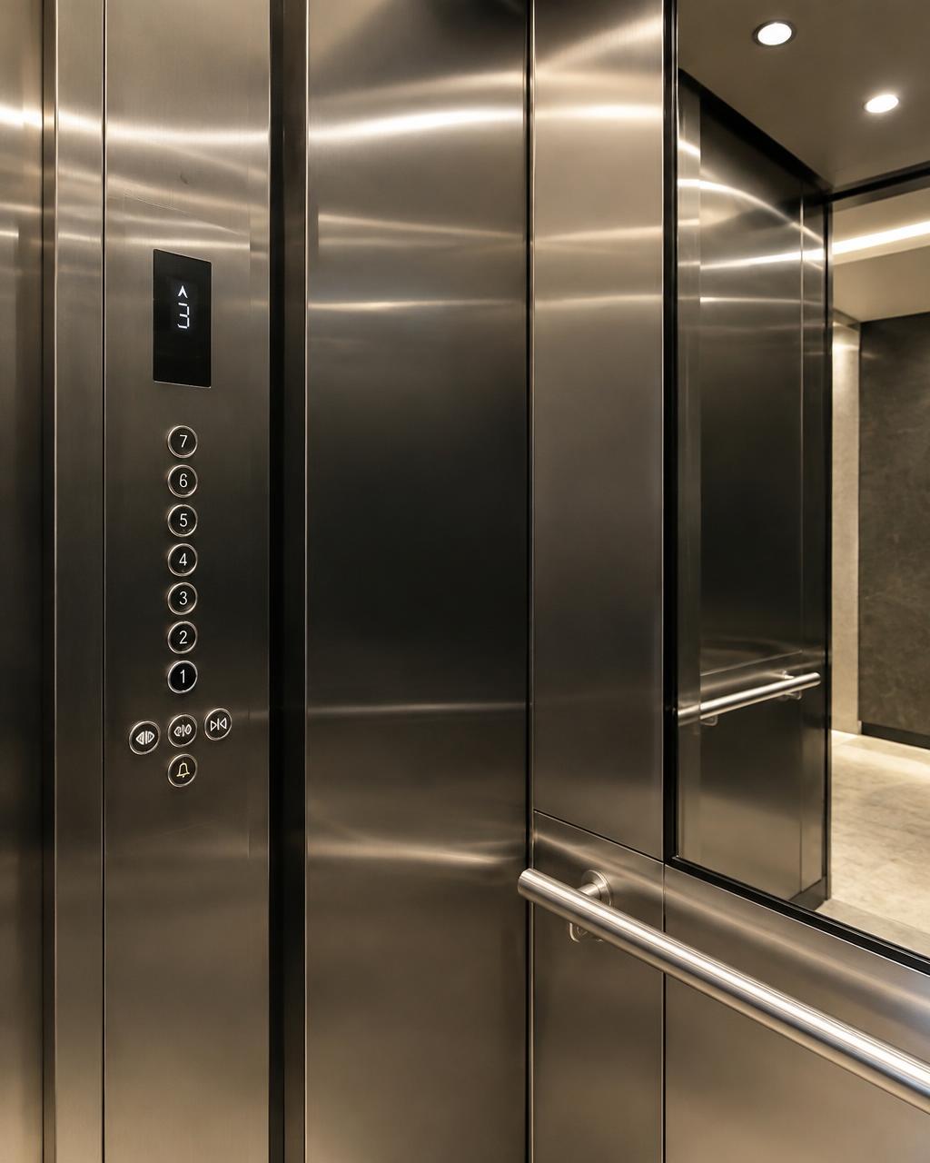 Καθαρός ανελκυστήρας με γυαλισμένες inox επιφάνειες